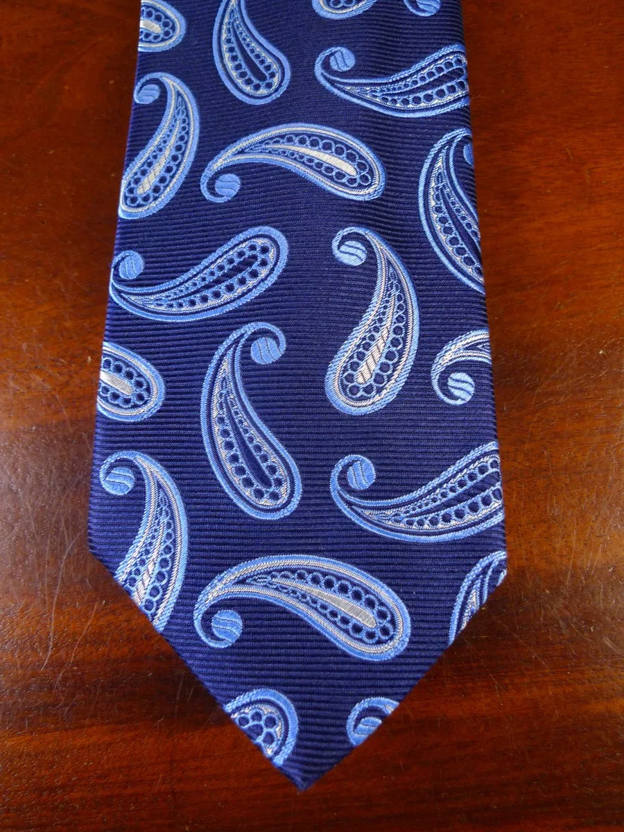 040411 New Hilditch & Key blue paisley woven 100% silk tie