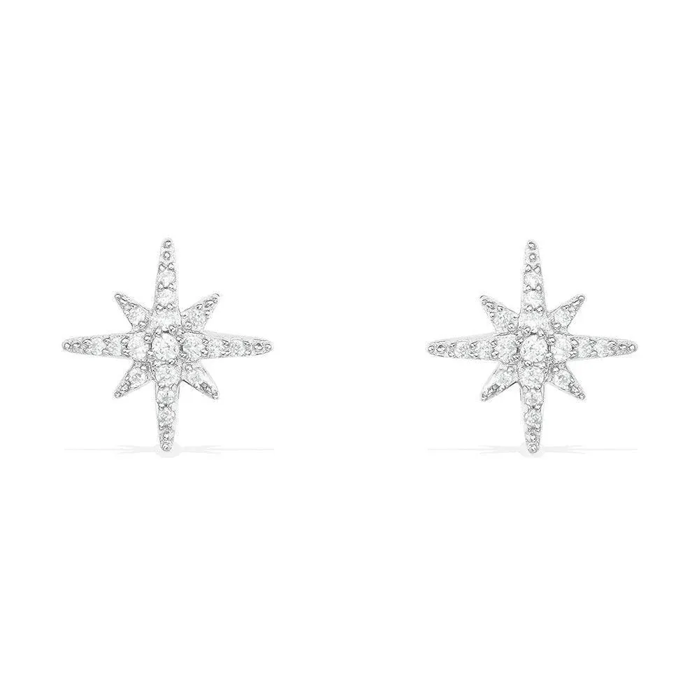 0.49ct Diamond 18K Gold Star Stud Earrings
