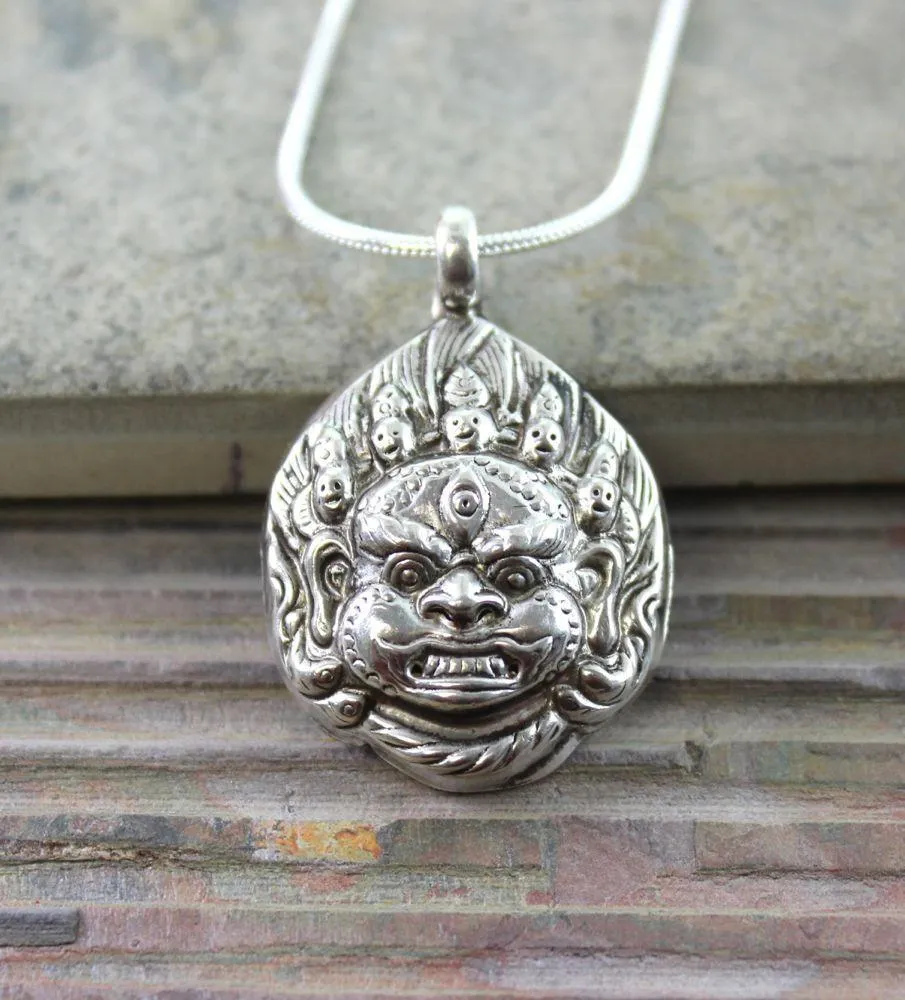 1 inch Sterling Silver Mahakala Pendant