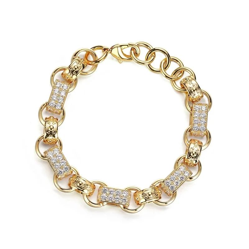13mm Gold Filled Bonded Gypsy Link Belcher Bracelet 8/9 Inch