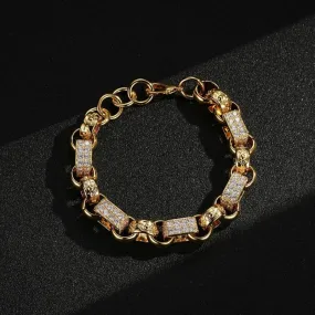 13mm Gold Filled Bonded Gypsy Link Belcher Bracelet 8/9 Inch
