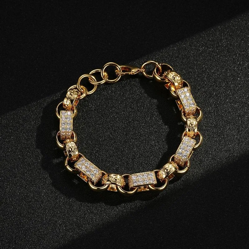 13mm Gold Filled Bonded Gypsy Link Belcher Bracelet 8/9 Inch