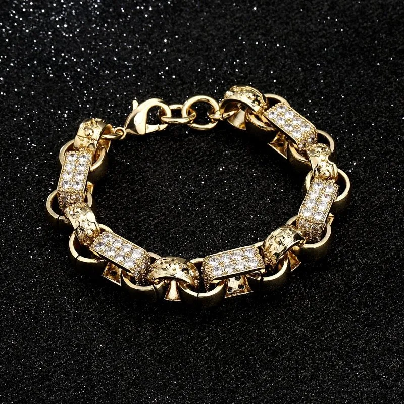 13mm Gold Filled Bonded Gypsy Link Belcher Bracelet 8/9 Inch
