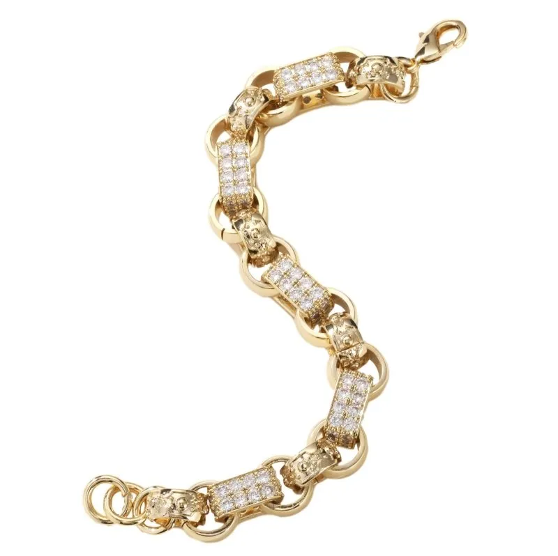 13mm Gold Filled Bonded Gypsy Link Belcher Bracelet 8/9 Inch
