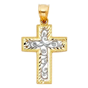 14K Gold Cross Religious Charm Pendant