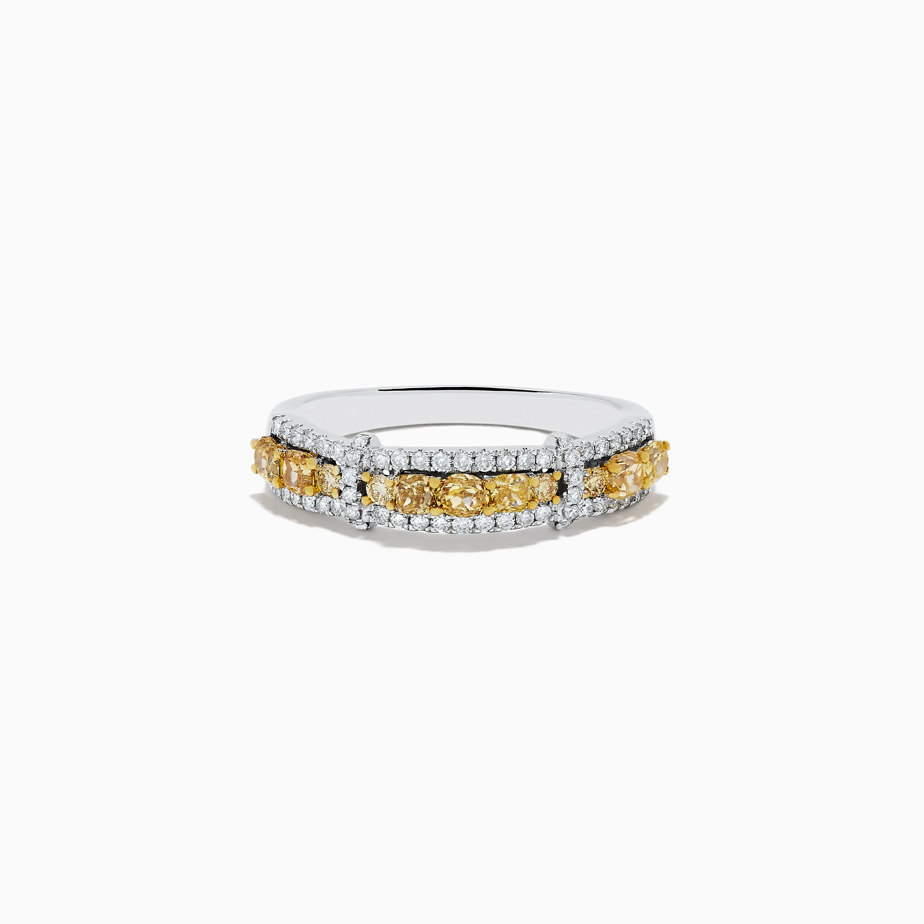 14K White Gold Fancy Yellow and White Diamond Ring, 1.00 TCW