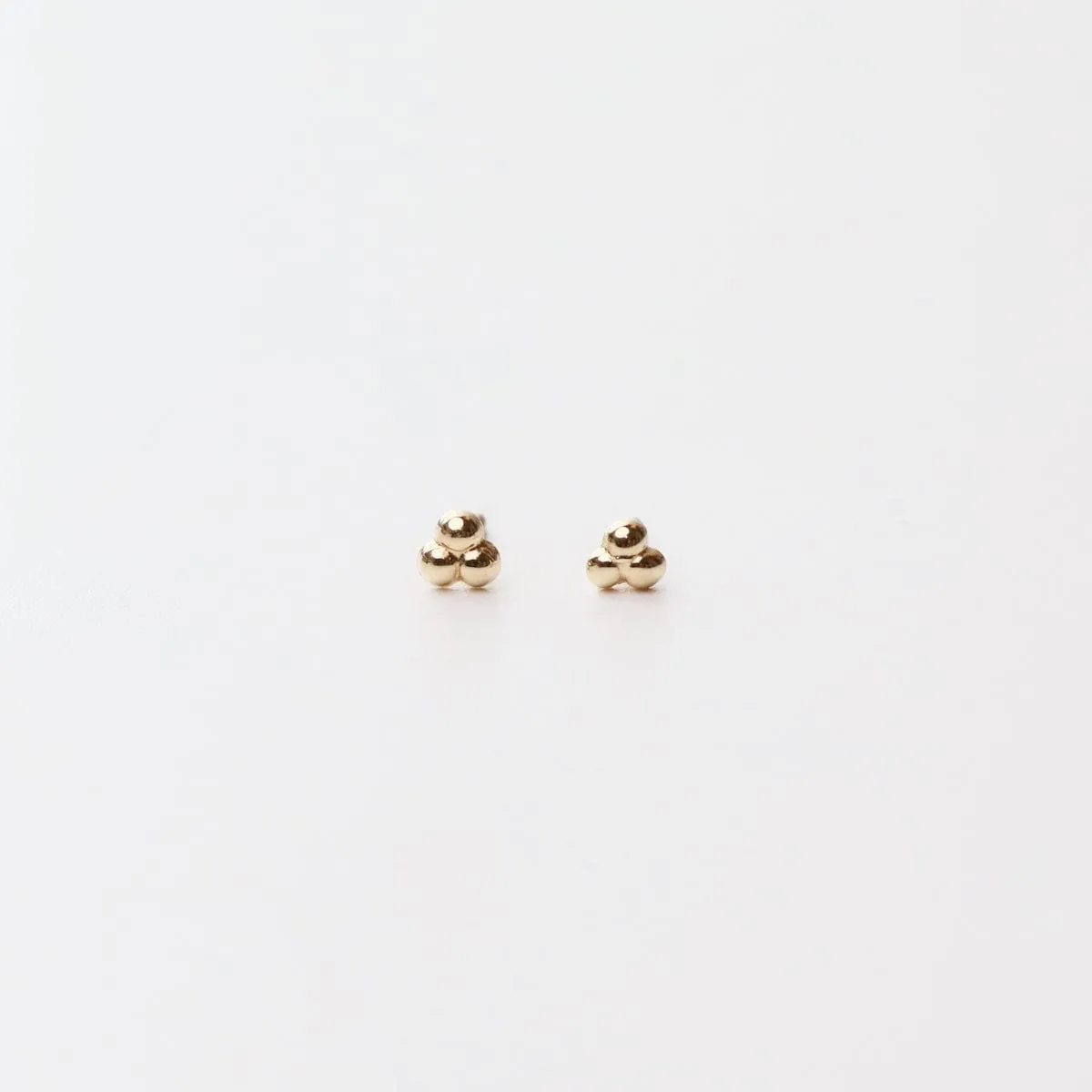 14K Yellow Gold Mini Trio Dot Post Earrings