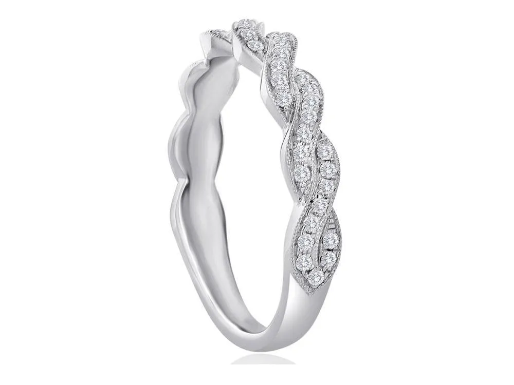 14KT Gold 1/3 CTW Round Diamond Pave Twist Band