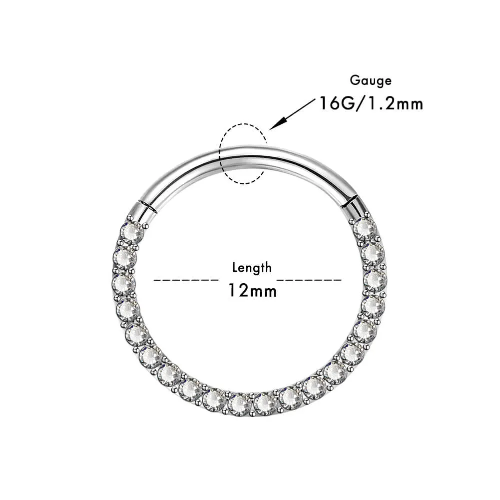 16G Clear CZ Hinged Segment Earring Septum Ring