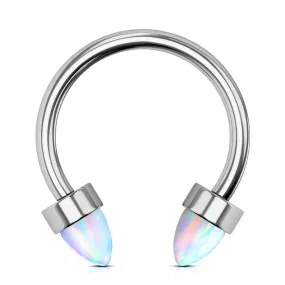 16G Titanium Internally Threaded Opal Horseshoe Septum Rings