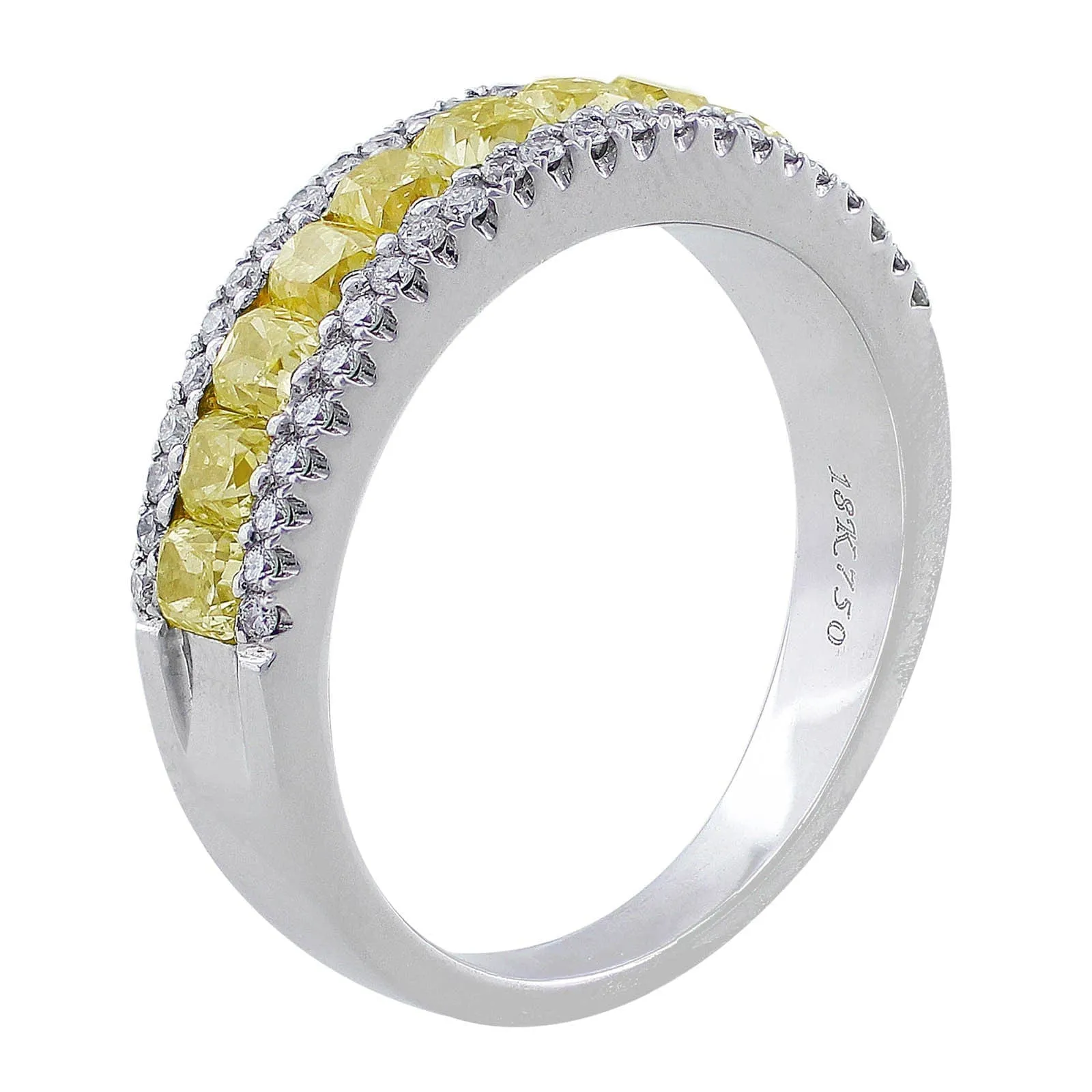 18k White Gold Natural Yellow Diamond Band