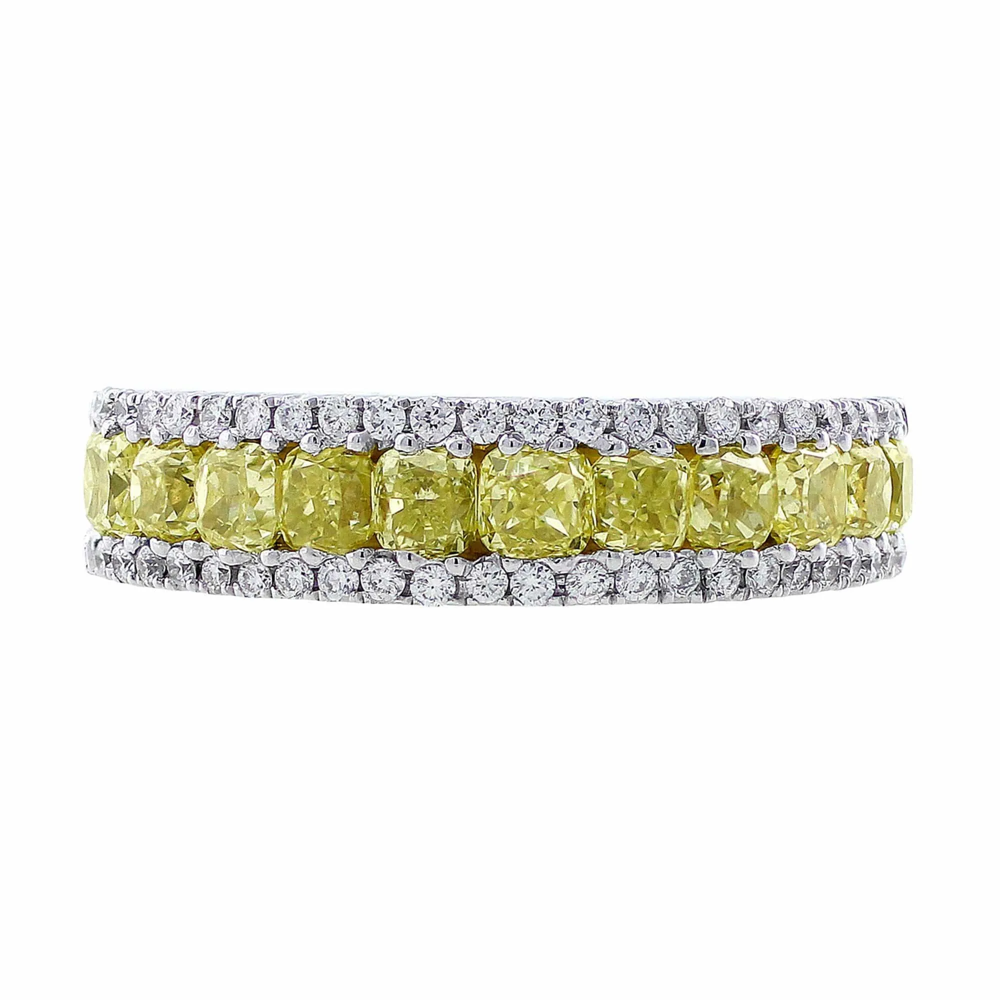 18k White Gold Natural Yellow Diamond Band