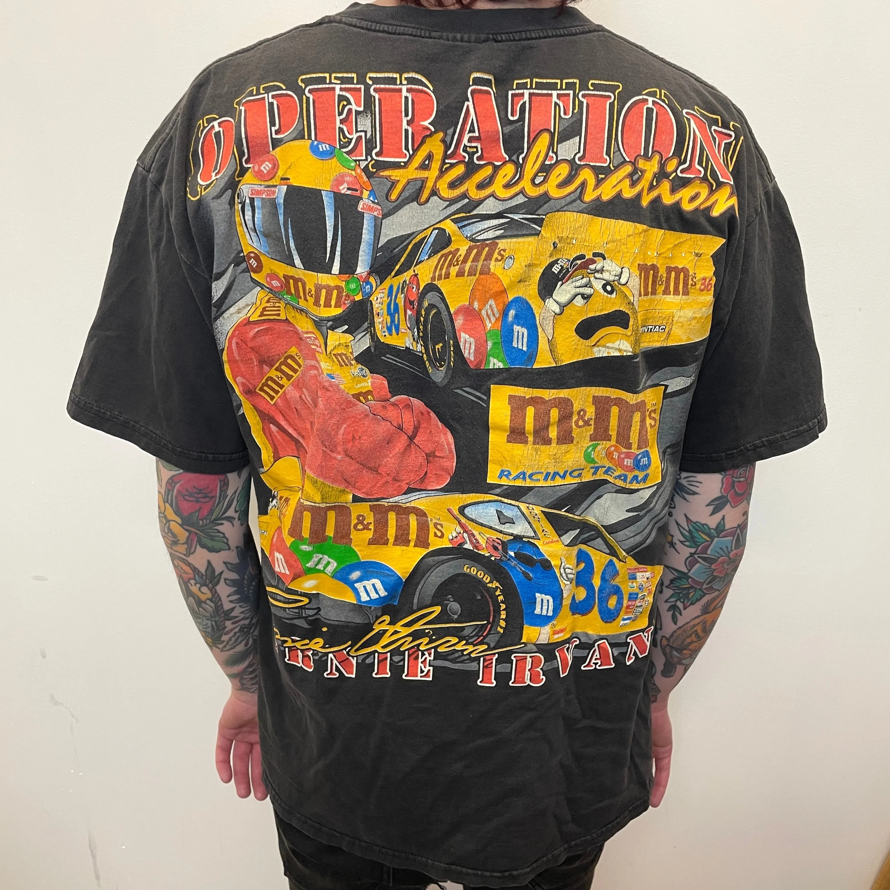 1999 Ernie Irvan "Operation Acceleration" M&Ms Pontiac Vintage Graphic T-Shirt Size XL
