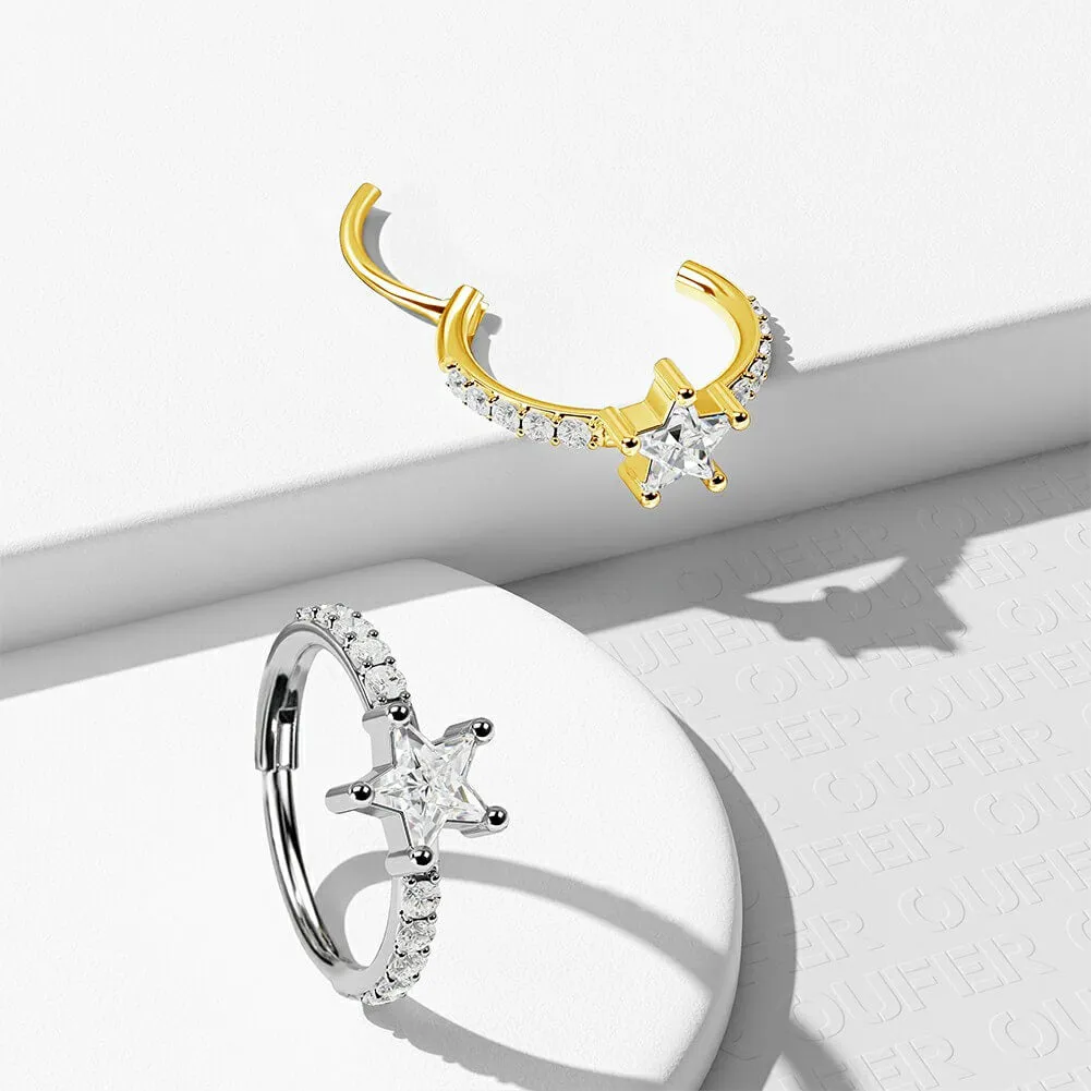 20G Star CZ Nose Hoop Ring Helix Earring