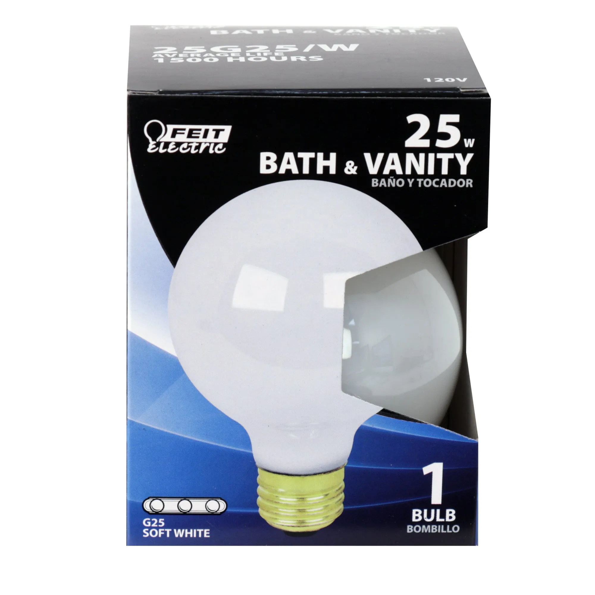 25W Soft White (2700K) E26 Base G25 Globe Dimmable Incandescent Light Bulb