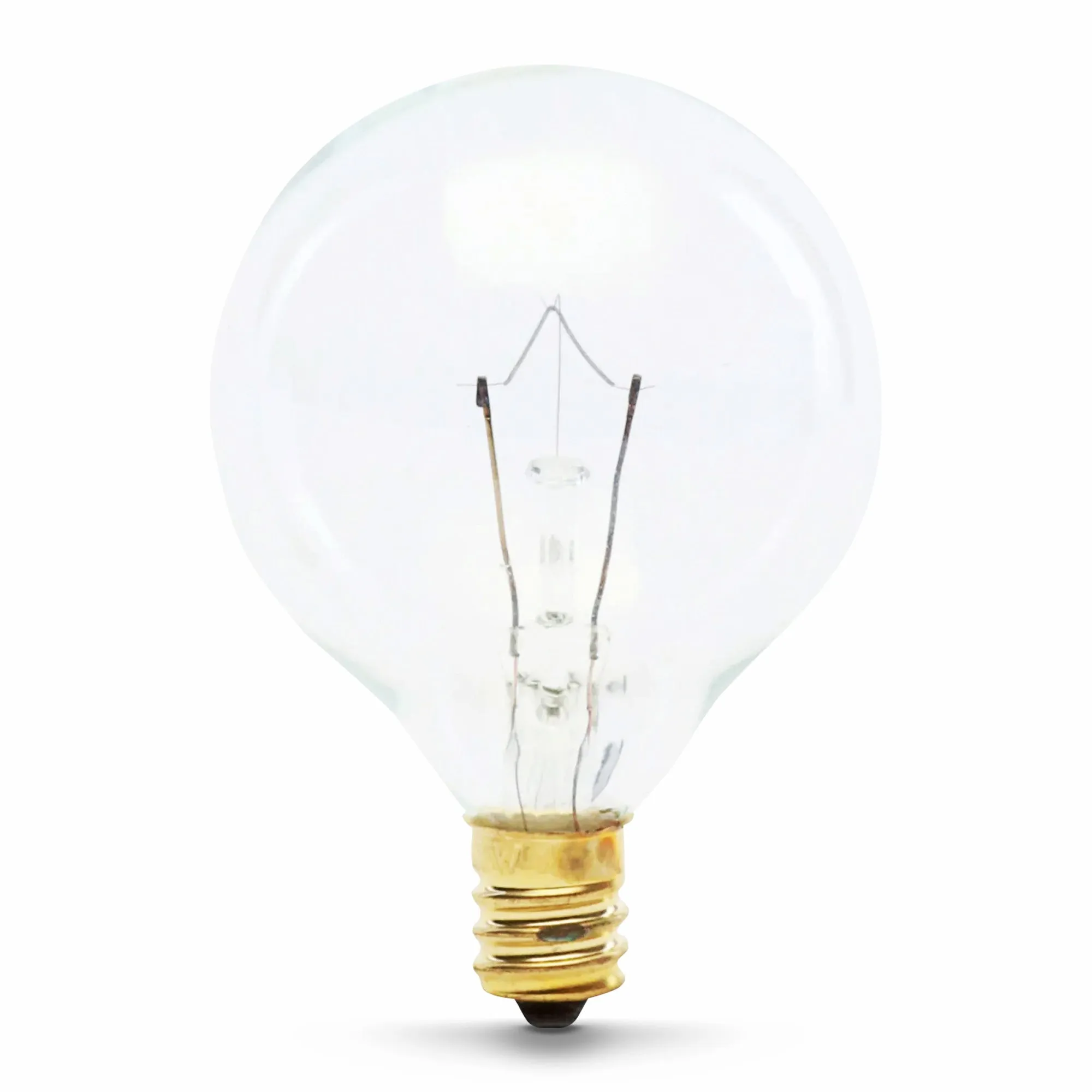 25W Soft White (2700K) G16 1/2 Globe Shape Dimmable Clear Incandescent Chandelier Light Bulb (2-Pack)