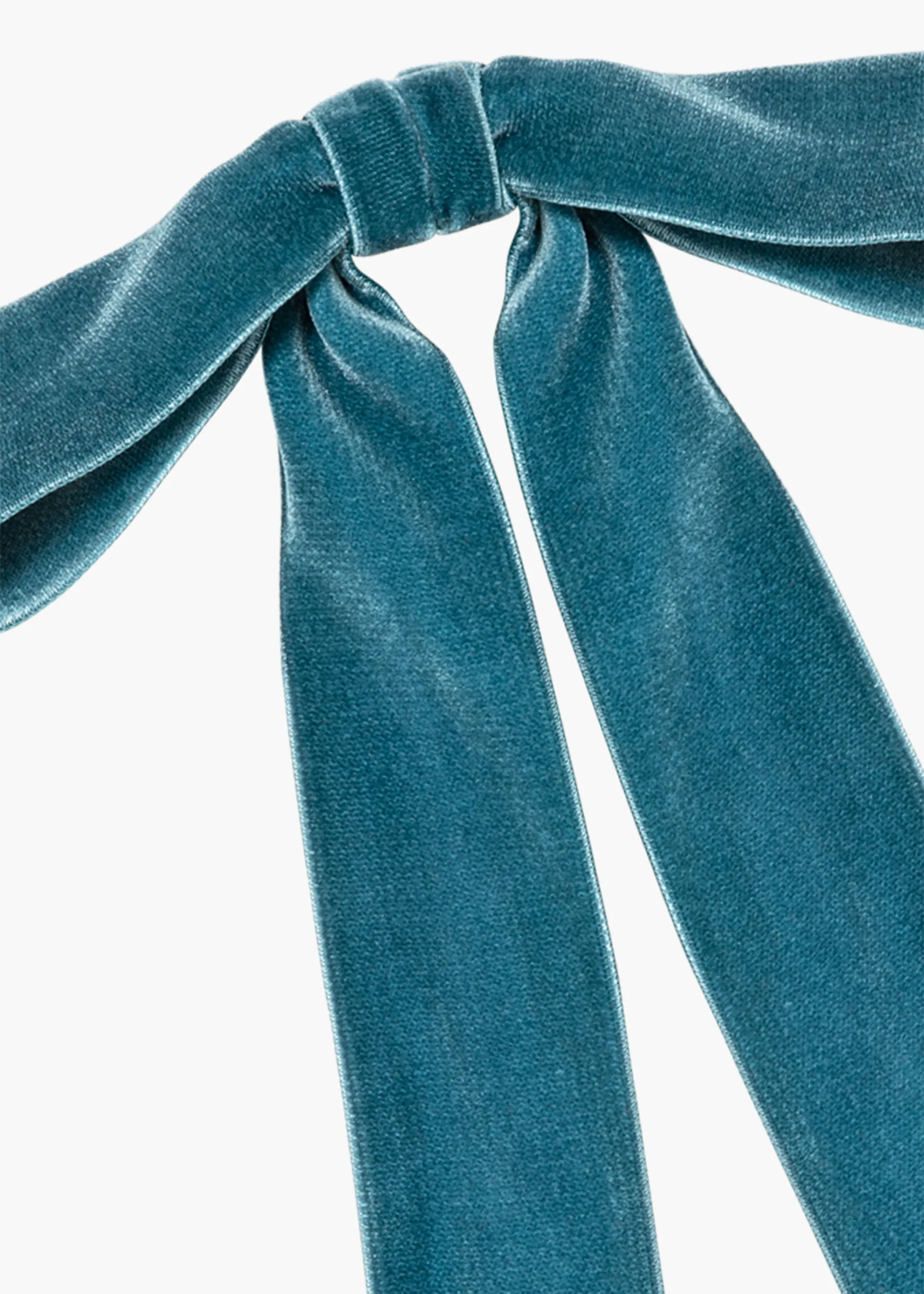 Adley Velvet Bow Barrette -- Azul