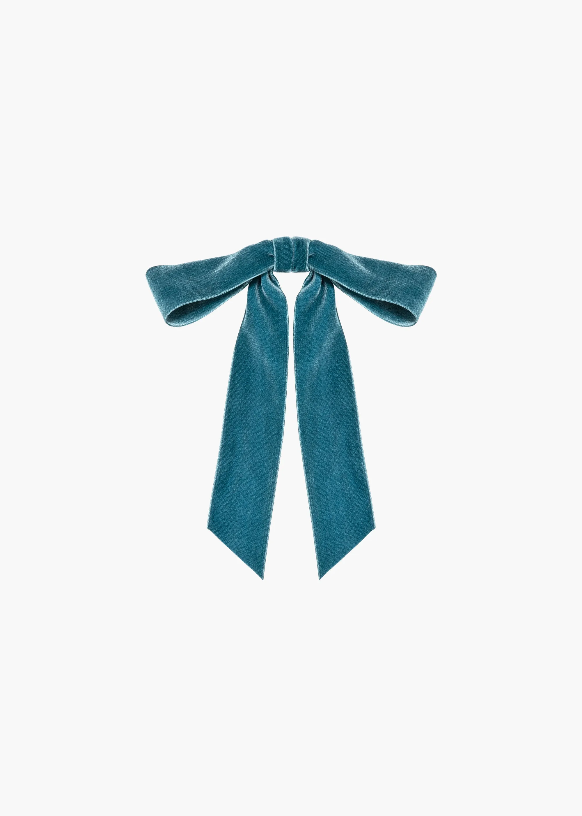 Adley Velvet Bow Barrette -- Azul