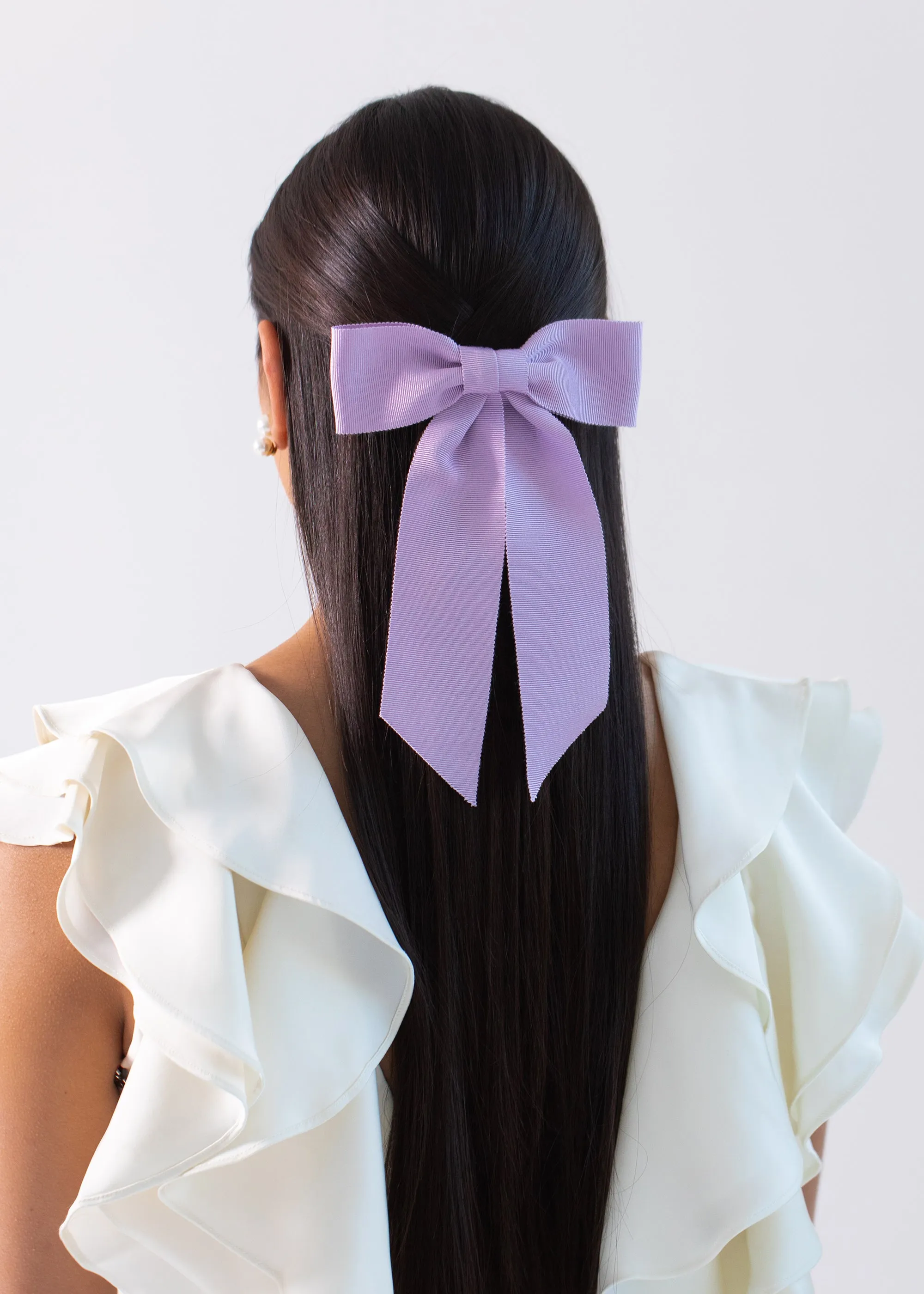 Alice Grosgrain Bow Barrette -- Lilac