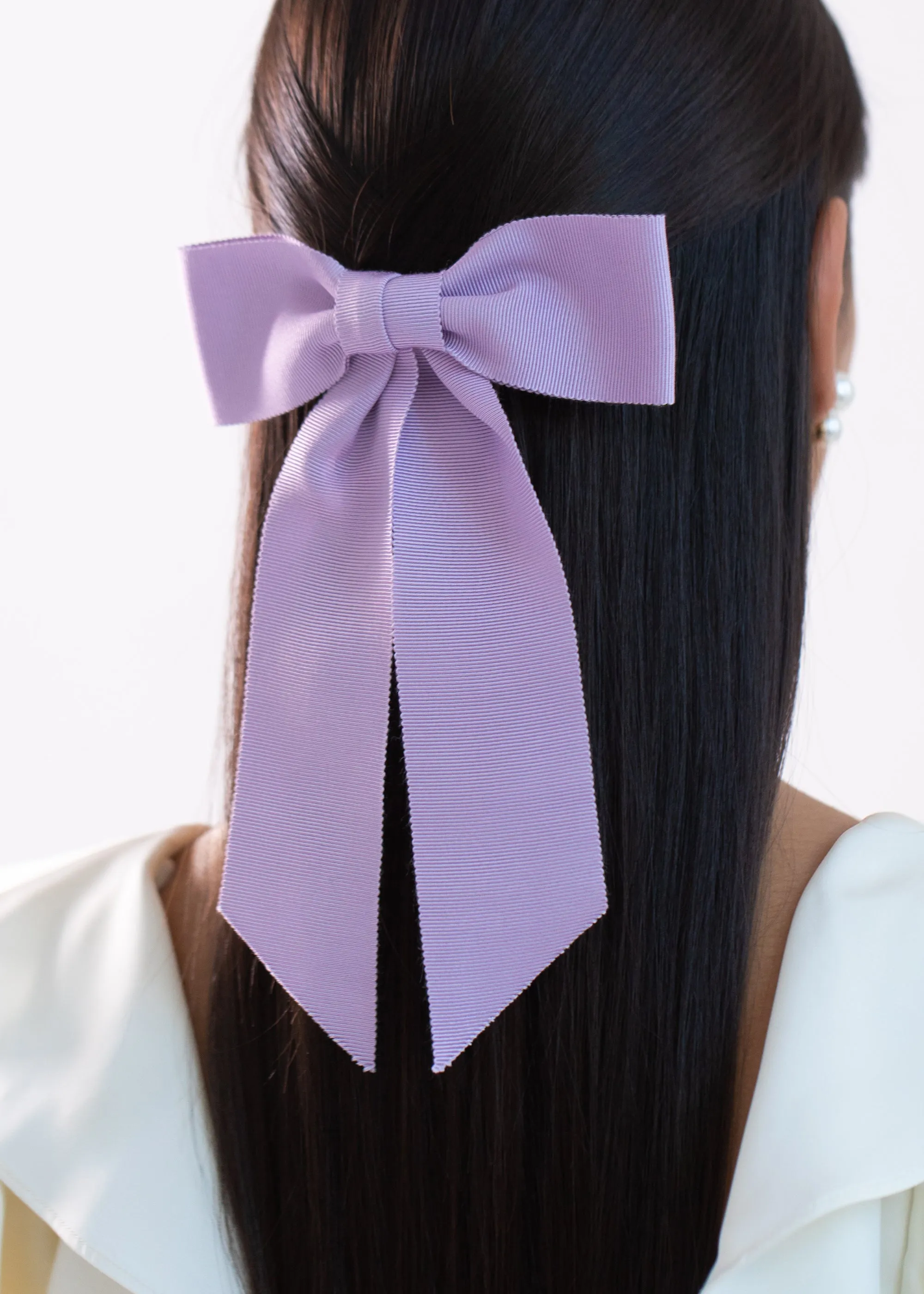 Alice Grosgrain Bow Barrette -- Lilac