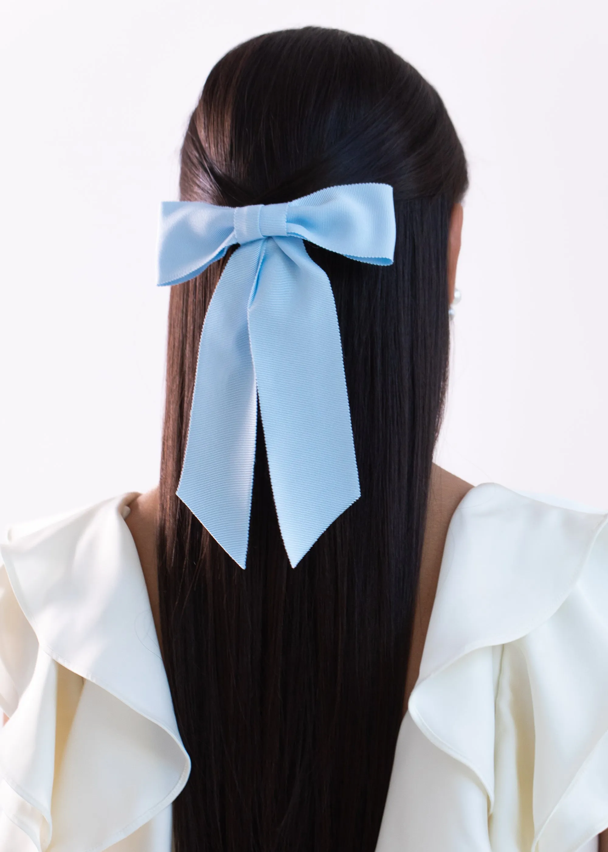 Alice Grosgrain Bow Barrette -- Powder