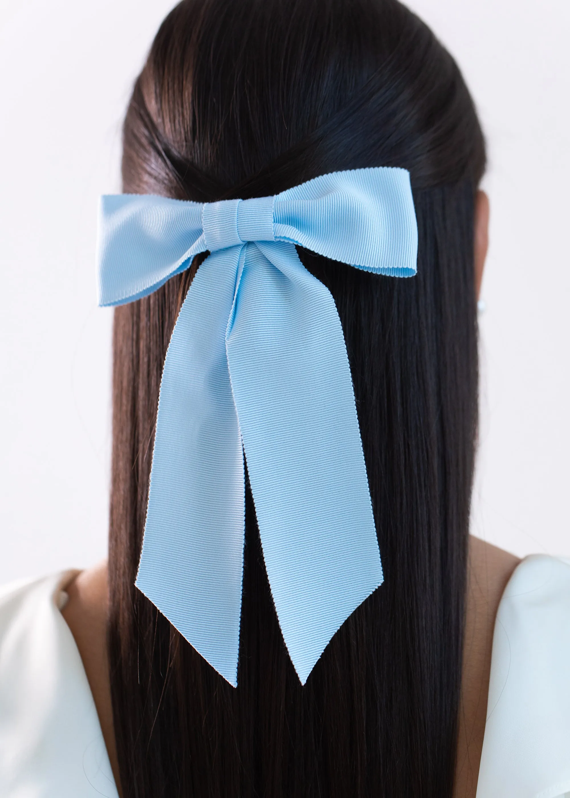 Alice Grosgrain Bow Barrette -- Powder
