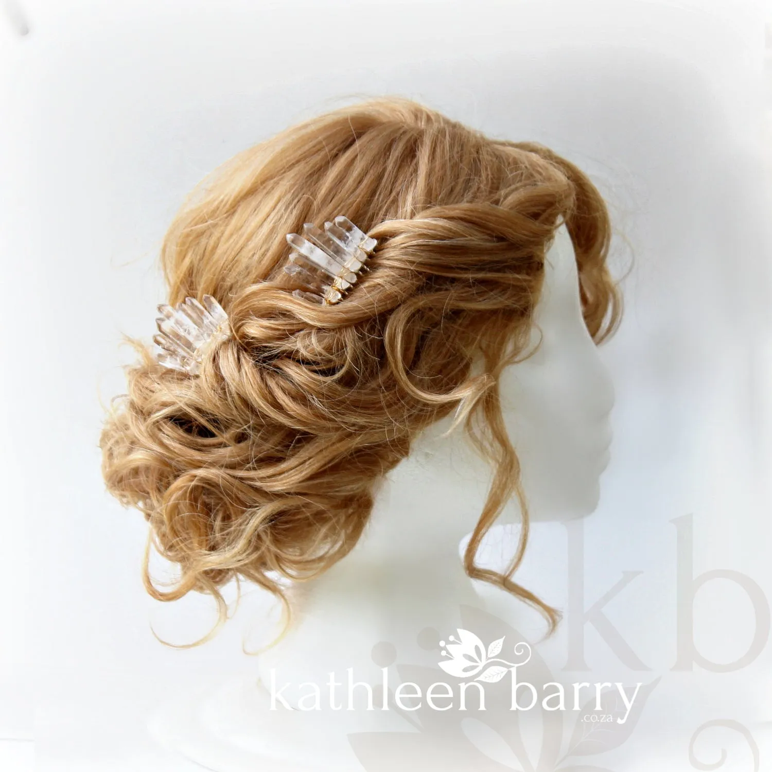 Anerike crystal quartz hair combs in gold, silver or rose gold - sold individually