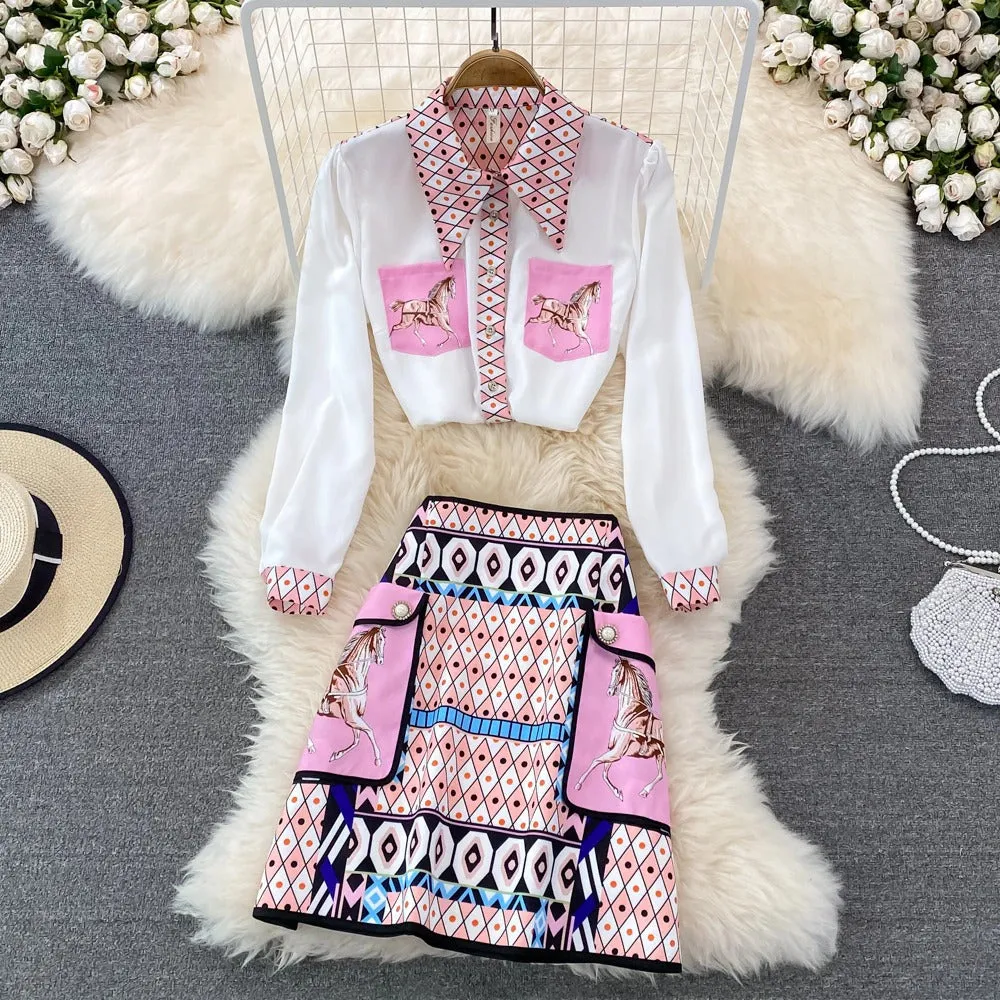 Audrina Summer Blouse and Skirt Set