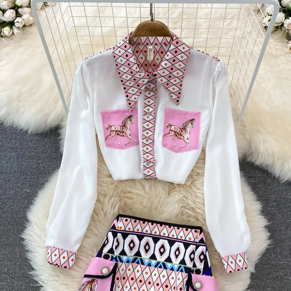 Audrina Summer Blouse and Skirt Set