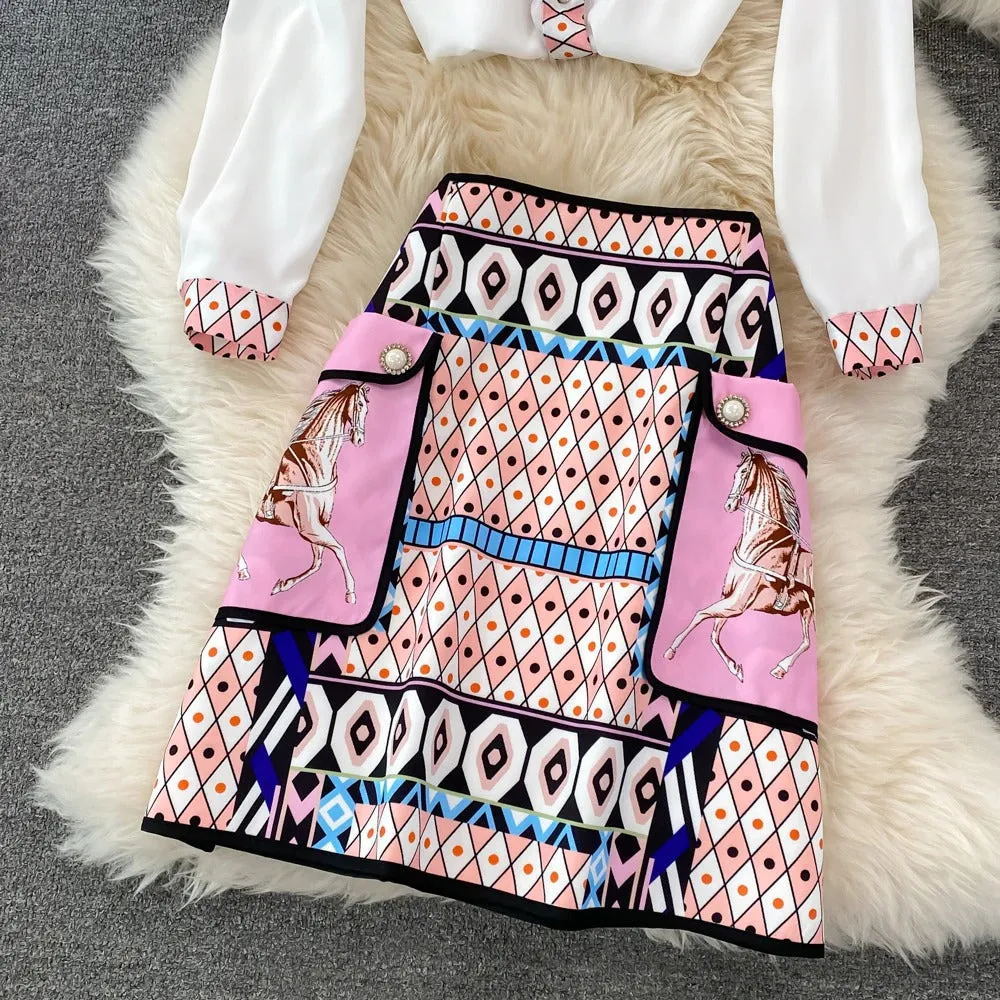 Audrina Summer Blouse and Skirt Set