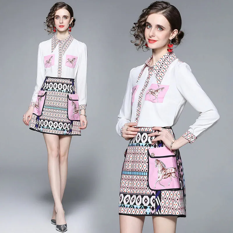 Audrina Summer Blouse and Skirt Set