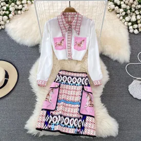 Audrina Summer Blouse and Skirt Set