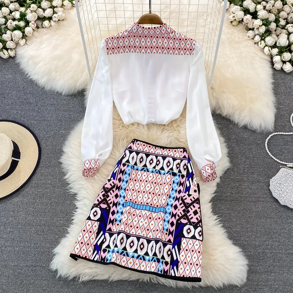 Audrina Summer Blouse and Skirt Set