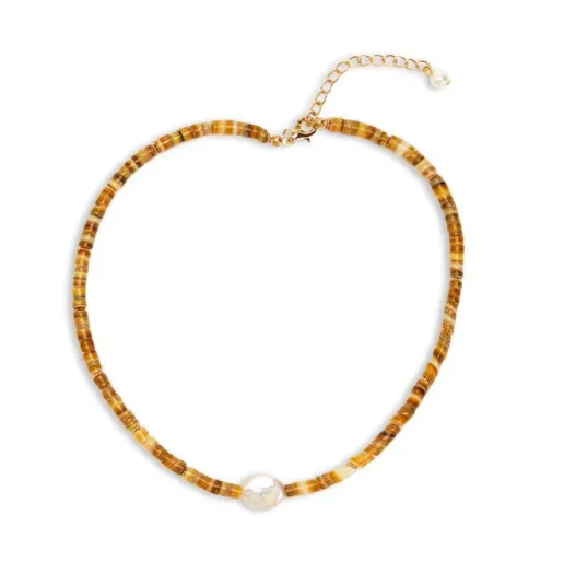 Bead and Genuine Pearl Necklace