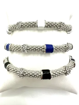 Beaded Texture Bangle with Enamel and CZ'S
