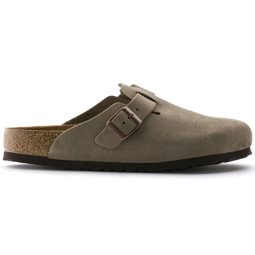 Birkenstock Taupe Suede Soft Bed Boston Clog