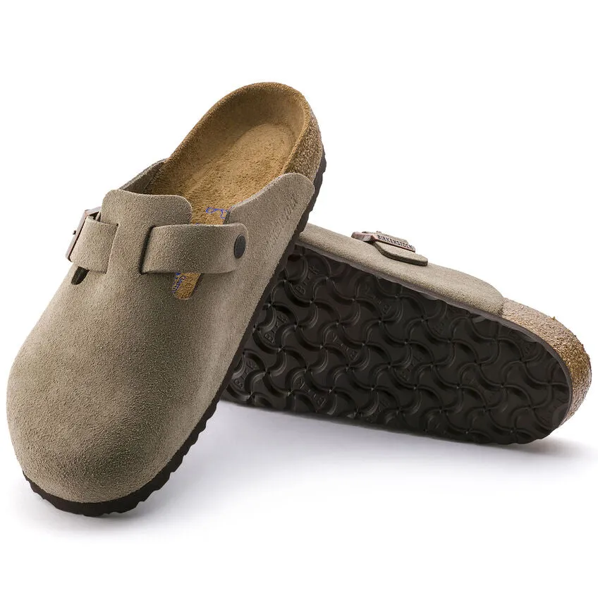 Birkenstock Taupe Suede Soft Bed Boston Clog