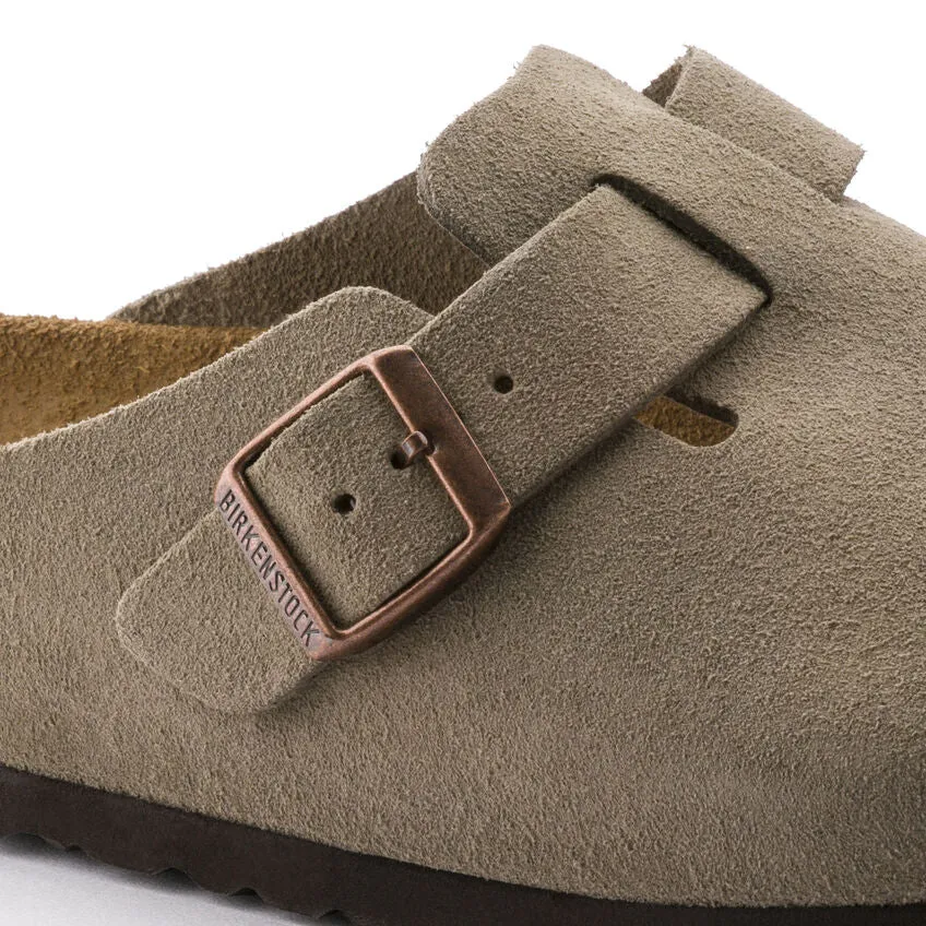 Birkenstock Taupe Suede Soft Bed Boston Clog