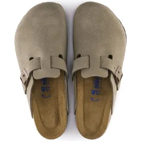 Birkenstock Taupe Suede Soft Bed Boston Clog