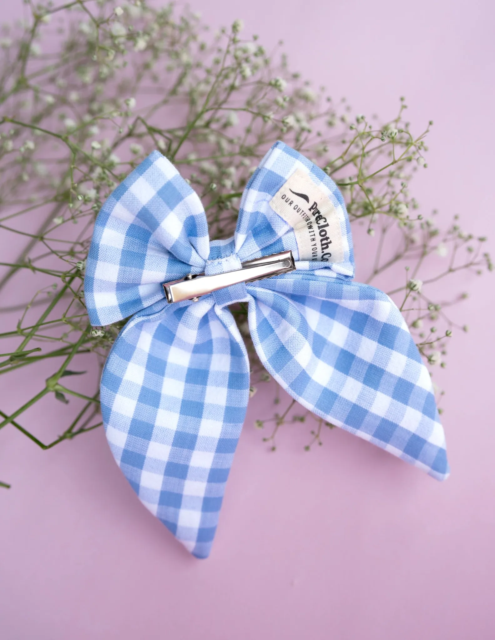 Blue Classic Check Big Bow | Hair Clip