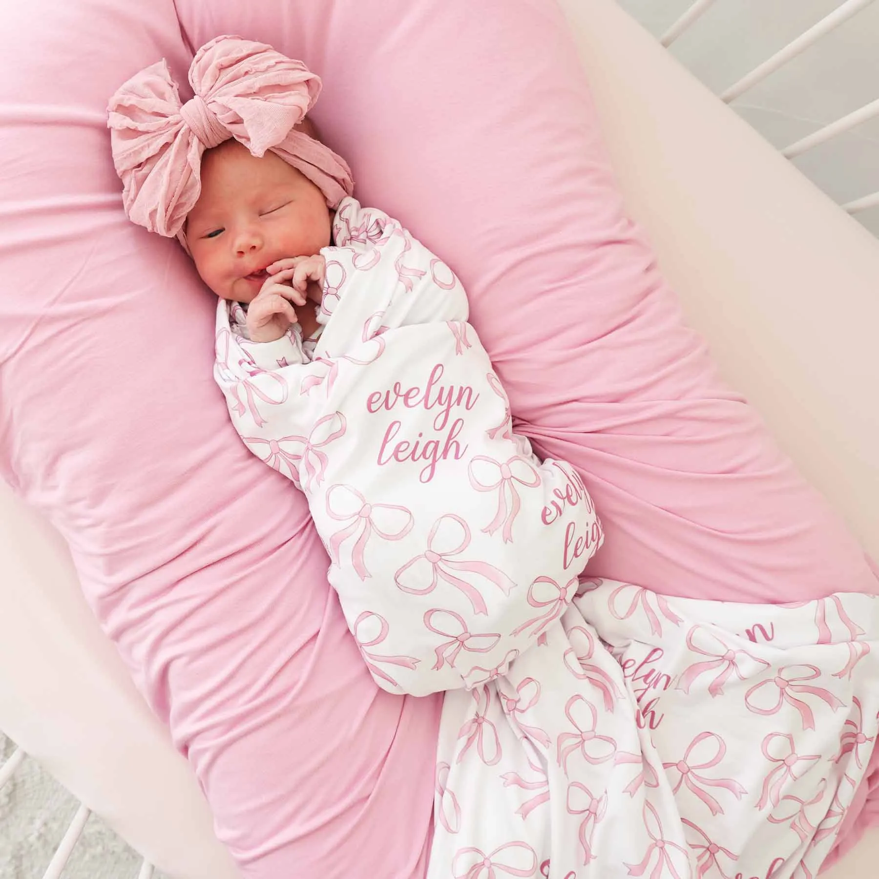 Blushing Bows Personalized Swaddle Blanket