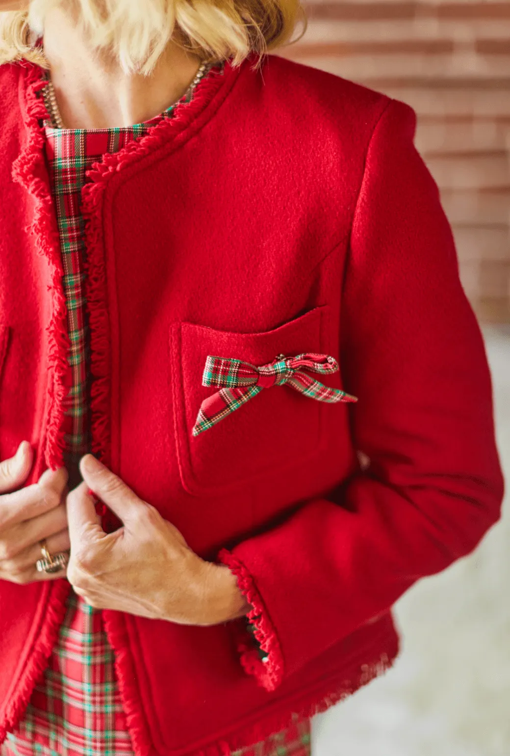Bow Blazer - Red Tweed