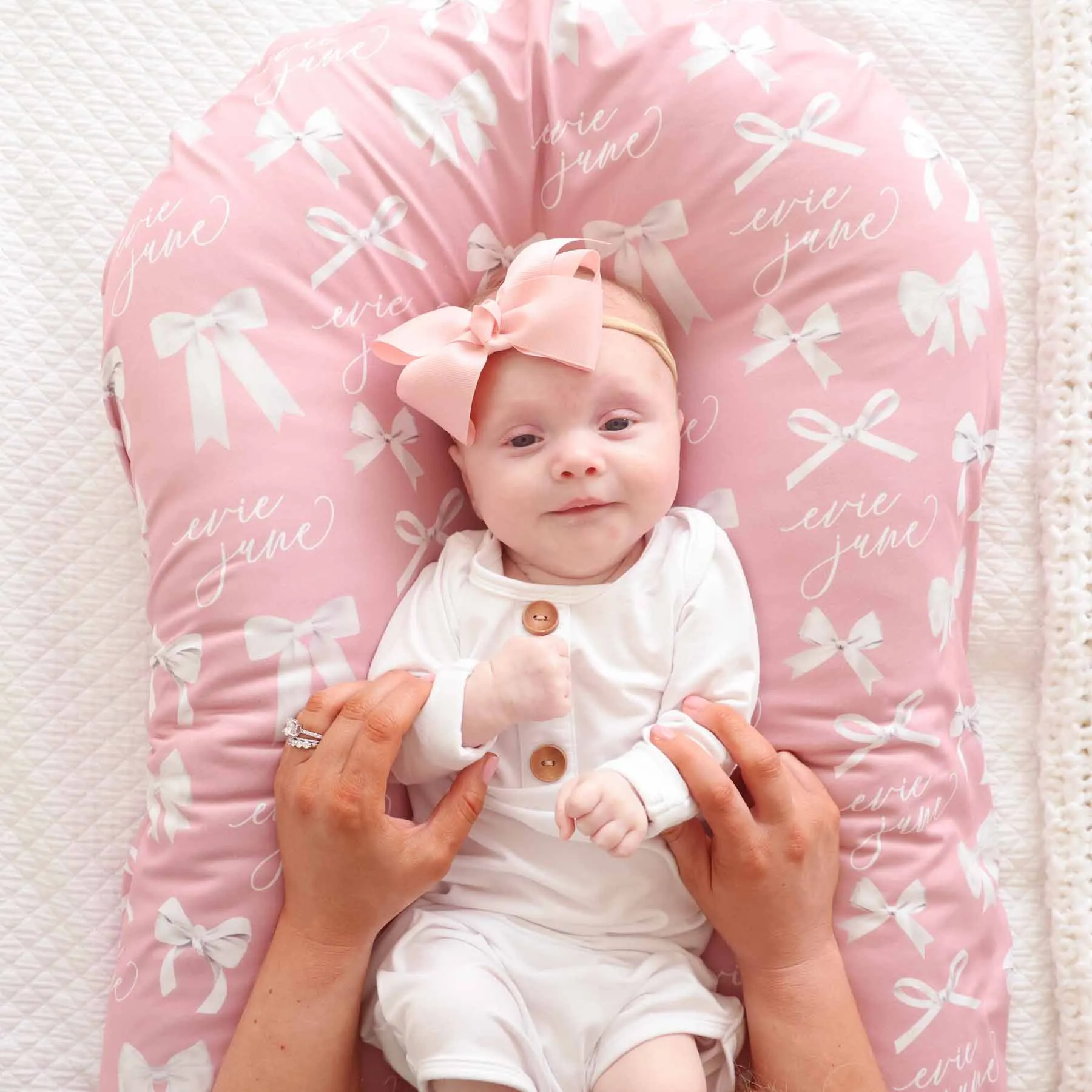 Bow Personalized Baby Name Swaddle Blanket