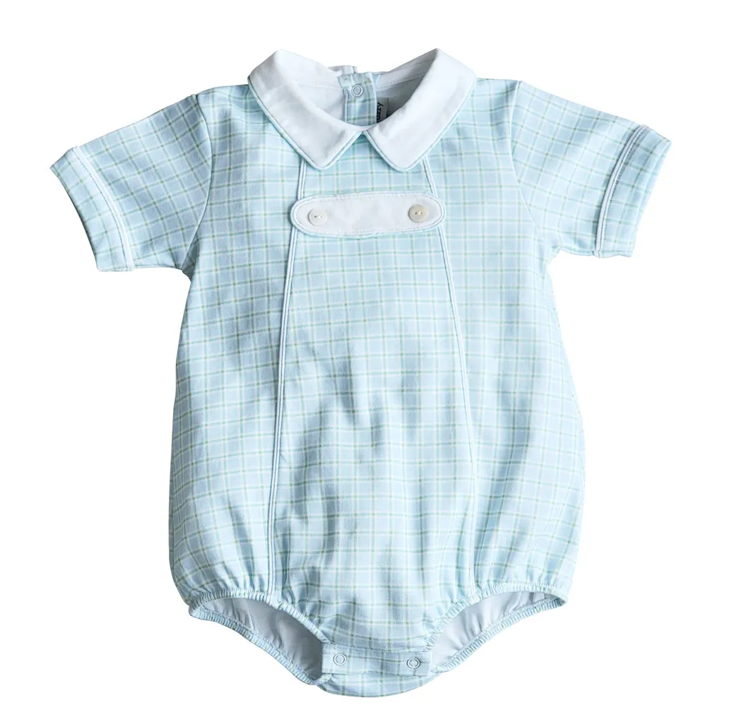 Bows and Flowers Boy's Romper Pima Cotton with Tabs