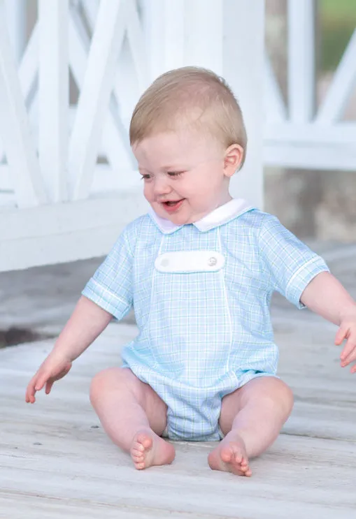 Bows and Flowers Boy's Romper Pima Cotton with Tabs