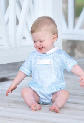 Bows and Flowers Boy's Romper Pima Cotton with Tabs
