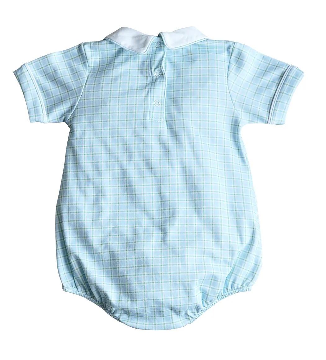 Bows and Flowers Boy's Romper Pima Cotton with Tabs