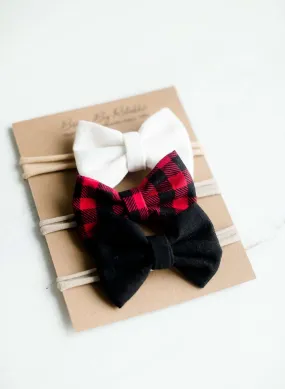 Buffalo Check Holly Bow Set - FINAL SALE