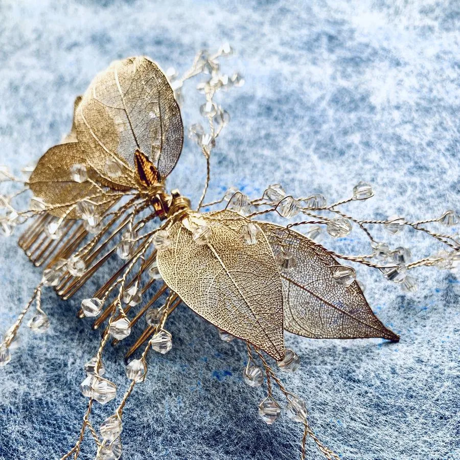 C116. boho leaf hair comb for bride