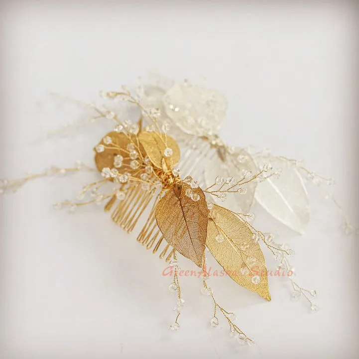 C116. boho leaf hair comb for bride